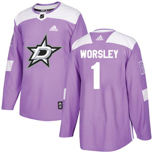 Adidas Stars #1 Gump Worsley Purple Authentic Fights Cancer Stitched NHL Jersey